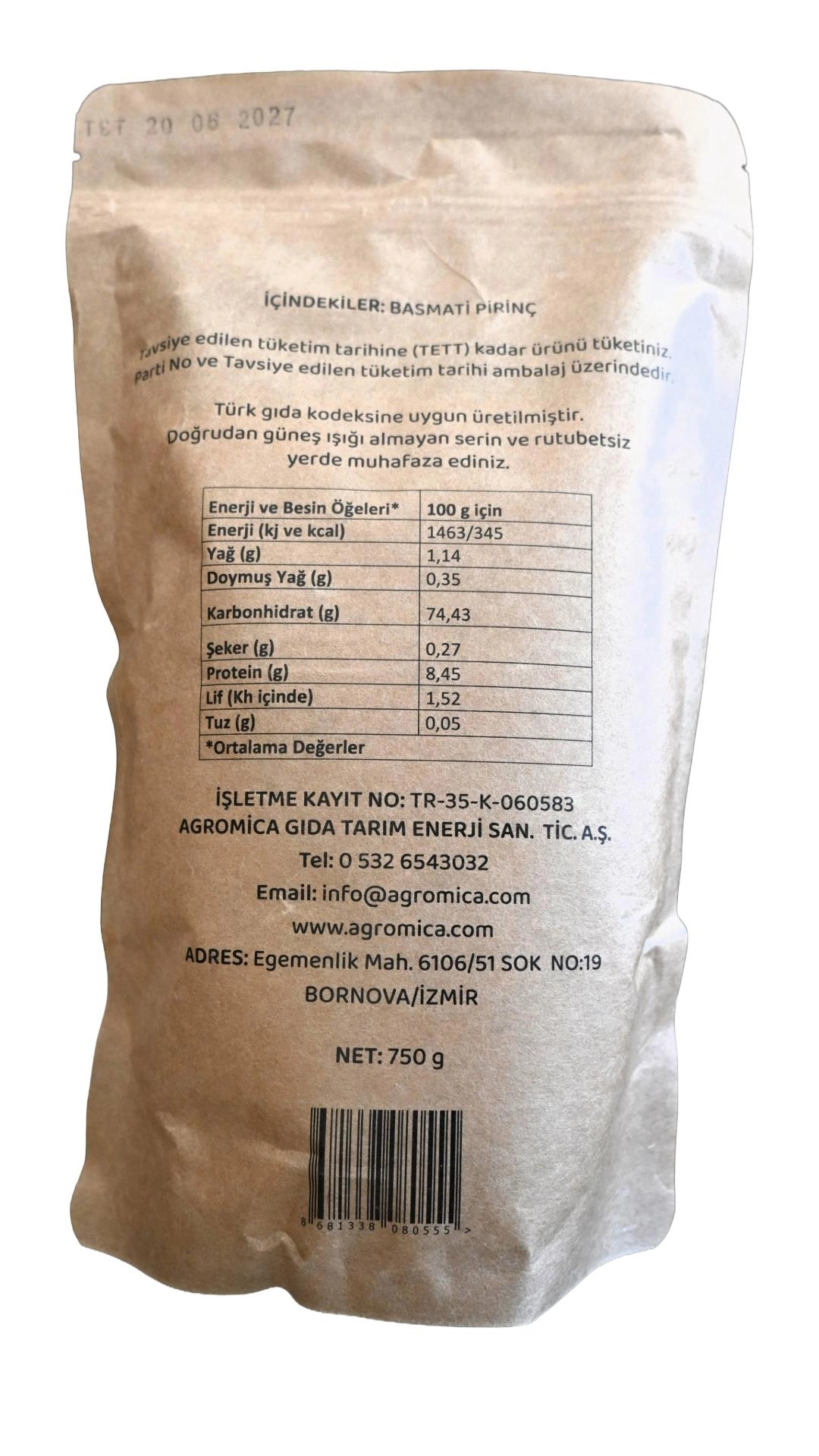 Glütensiz Basmati Pirinç - 750 GR