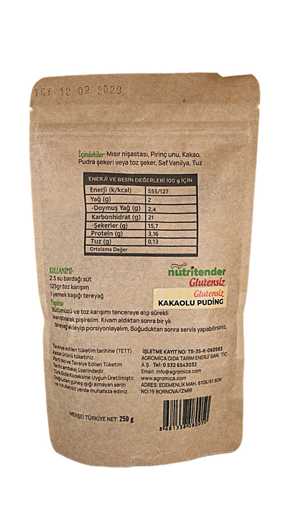 Glutensiz Kakaolu Puding | 250 gr
