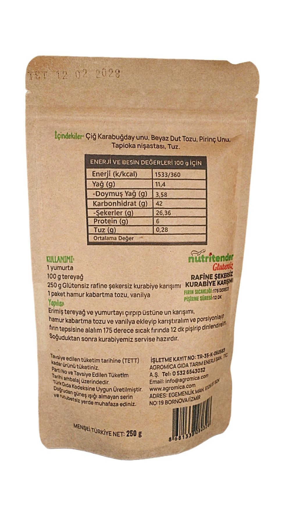 Glutensiz Rafine Şekersiz Kurabiye Karışımı | 250 gr