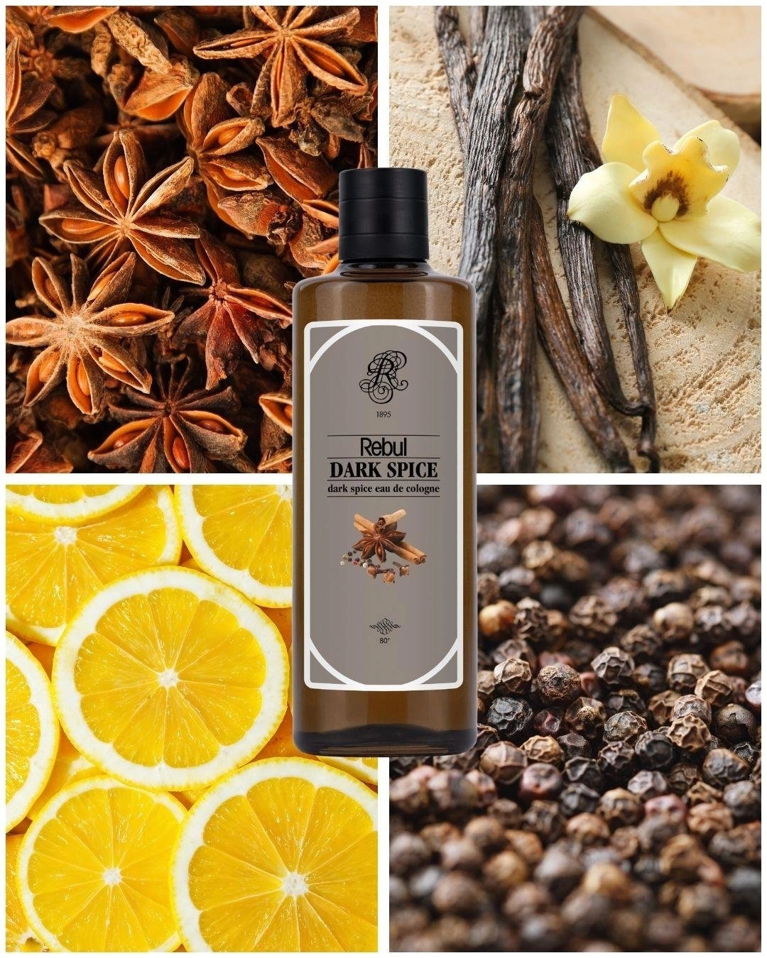 Rebul Dark Spice EDC Cologne | 250 ml Glass Bottle