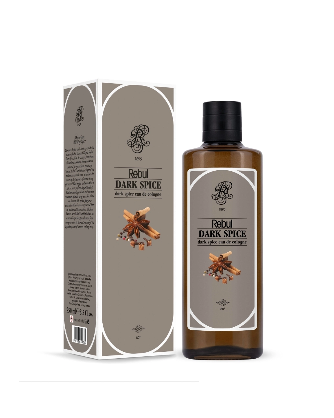 Rebul Dark Spice EDC Cologne | 250 ml Glass Bottle