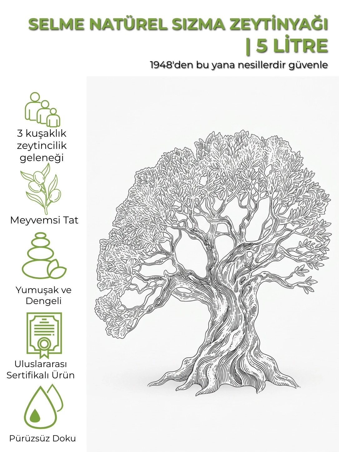 Selme Natürel Sızma Zeytinyağı | 5 litre